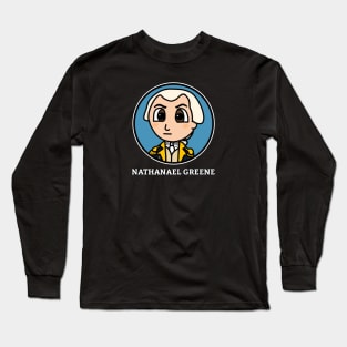 Patriot Portrait - Chibi Nathanael Greene with Name Long Sleeve T-Shirt